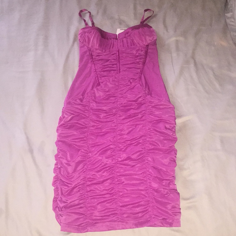 bebe Fuchsia Ruched Corset Dress